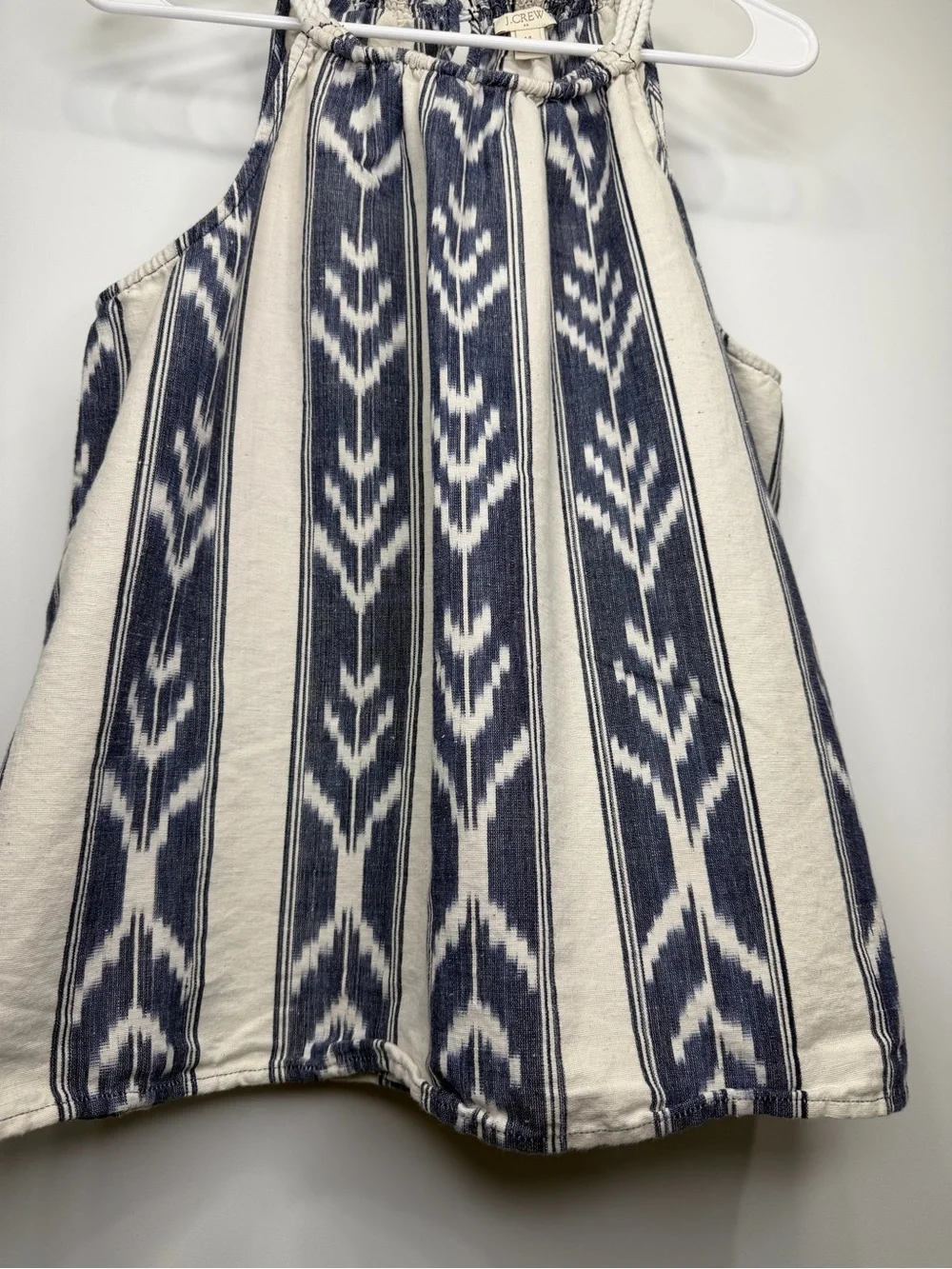 J.Crew Blue & White Ikat Print Rope Strap Tank Top - Picture 5 of 9